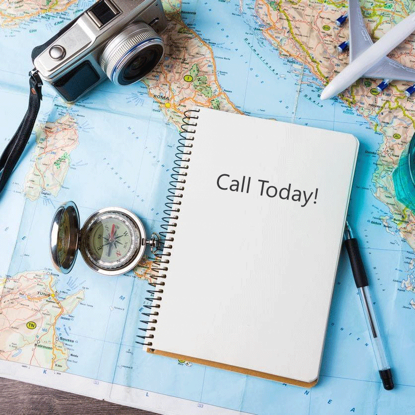 A notebook with the words " call today !" written on it.